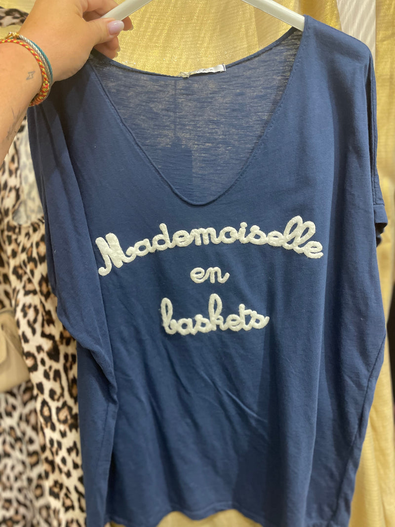 Ti-shirt kaki mademoiselle en basket