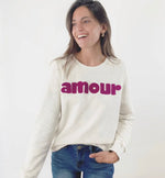 sweat gris chine Jubylee ecriture Amour en violet sweat jubylee 